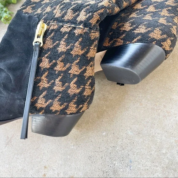 Schutz Tenia Houndstooth Tall Shaft Boot In Black Tan, Size 5B - Picture 4 of 5